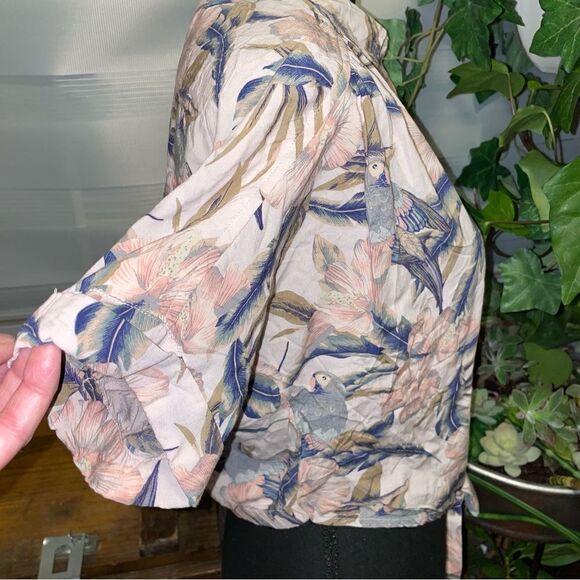 Nwot American Eagle Women Purple Hawaiian Button Down Shirt sz SM - Picture 5 of 9